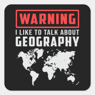 Adesivo Quadrado Professor de Geografia Mapa Engraçado Contém Pre