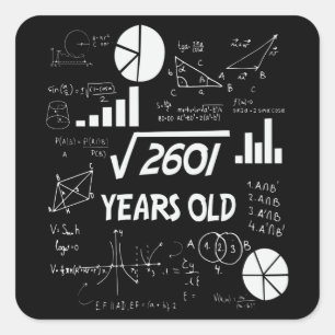 Adesivo Quadrado Professor de Matemática de 51 Anos de Idade, Mate