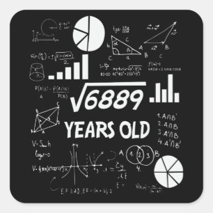 Adesivo Quadrado Professor de Matemática de 83 Anos de Idade no Dom