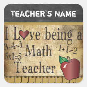 Adesivo Quadrado Professor de Matemática 👩 🏫 - Estilo Ú