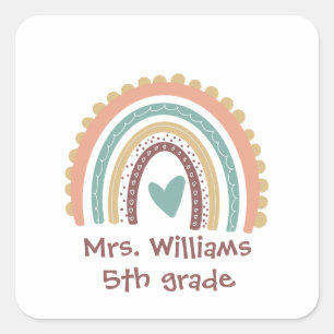 Adesivo Quadrado Professor moderno e cômodo do Arco-Íris Personaliz