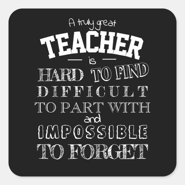 Adesivo Quadrado Professor negro Obrigado Script de Apreciação (Frente)