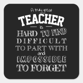 Adesivo Quadrado Professor negro Obrigado Script de Apreciação