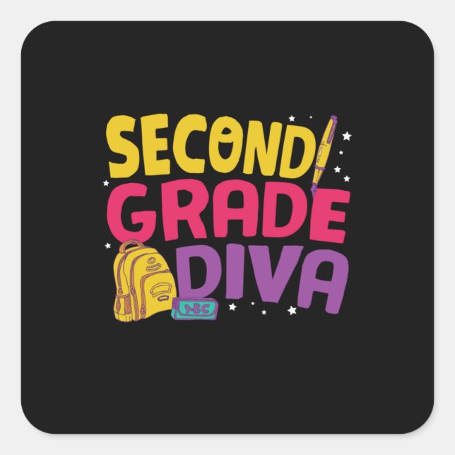 Adesivo Quadrado Professor segundo de presentes | Segundo grau Diva (Frente)
