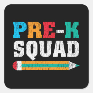 Adesivo Quadrado Professores do Pré-K Esquadrão Escolar Estudantes