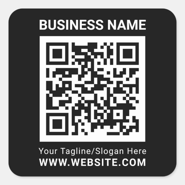 Adesivo Quadrado Profissional de código QR personalizado mínimo pre (Frente)