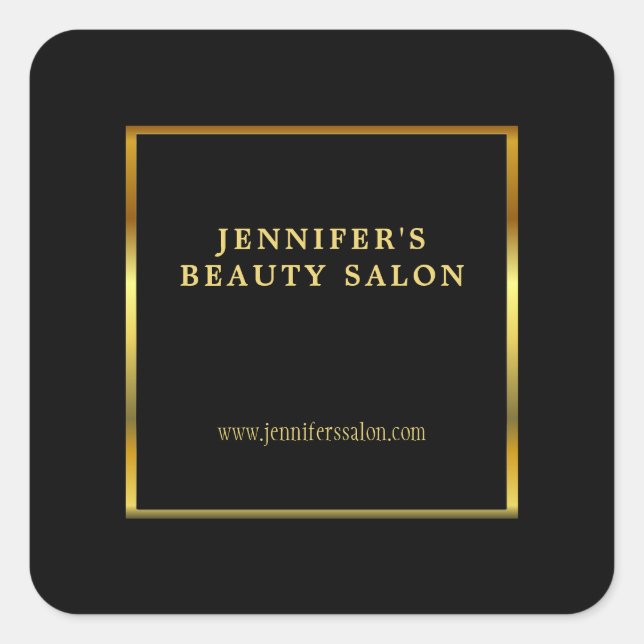 Adesivo Quadrado Profissional moderno de promocional de ouro negro (Frente)