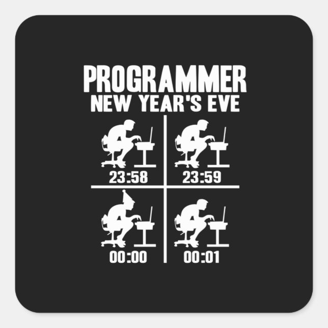 Adesivo Quadrado Programador de Ano Novo (Frente)