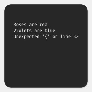 Adesivo Quadrado Programador Engraçado Coding Poem Coding Gift