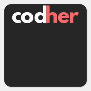 Adesivo Quadrado Programadora da Codher Women Stem Engenheiros