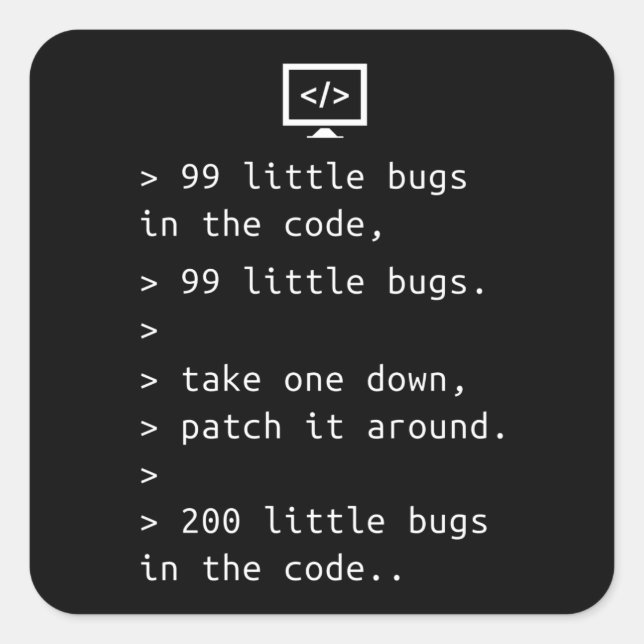 Adesivo Quadrado Programando o código de depuração - Presente engra (Frente)