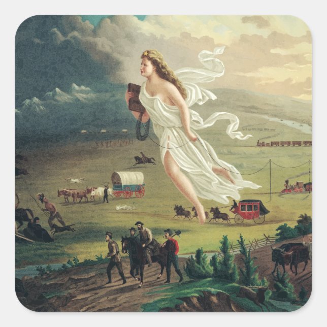 Adesivo Quadrado Progresso Americano de John Gast (Frente)