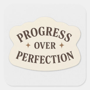 Adesivo Quadrado Progresso na Perfeição - Vinheta Motivacional