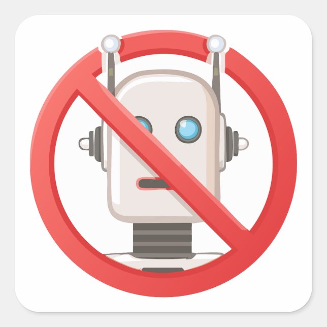 Adesivo Quadrado Prohibition sign of using artificial intelligence (Frente)