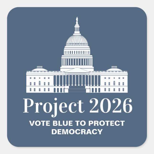 Adesivo Quadrado Project 2026 Vote for Democracy (Frente)