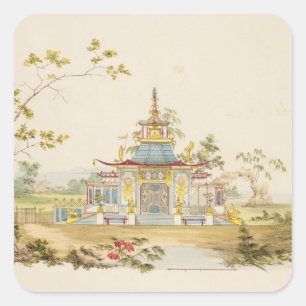 Adesivo Quadrado Projete para um templo chinês, c.1810 (caneta &