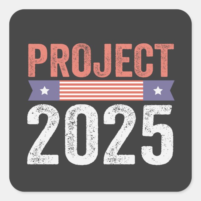 Adesivo Quadrado Projeto 2025 Trump American Patroitic T-Shirt (Frente)