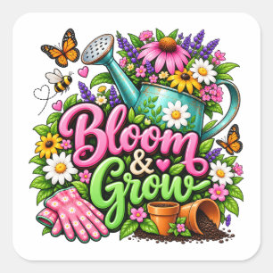 Adesivo Quadrado Projeto de Design de Jardinagem Bloom & Grow