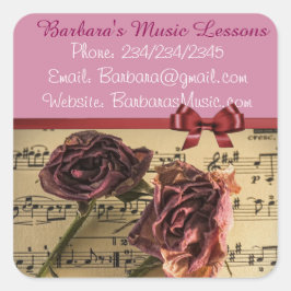 Adesivo Quadrado Promocionais de Lições de Piano de Música