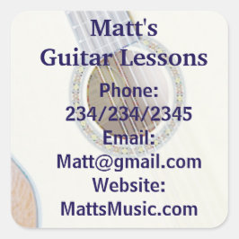 Adesivo Quadrado Promocionais de Lições de Violão