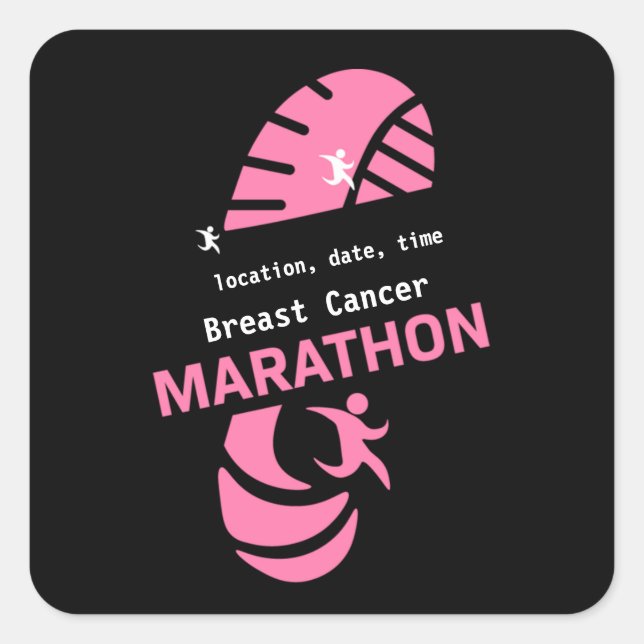 Adesivo Quadrado Promocional de maratona de caridade mercadoria T (Frente)