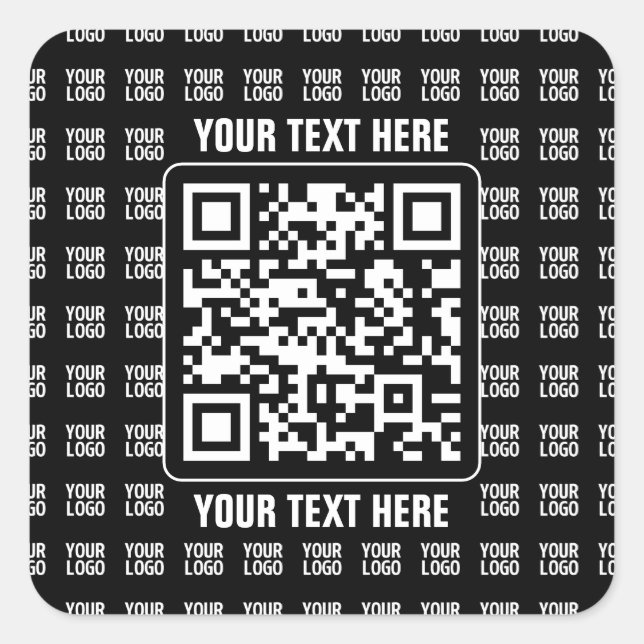 Adesivo Quadrado Promotional QR code (editable) plus Logo Pattern (Frente)