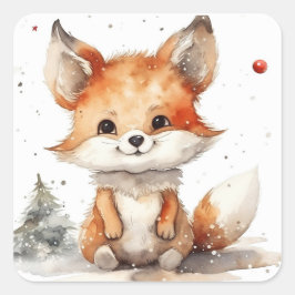 Adesivo Quadrado Pronto Para A Raposa De Inverno
