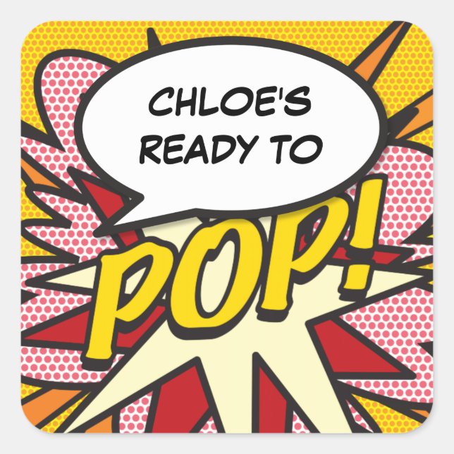 Adesivo Quadrado Pronto para Chá de fraldas Legal Diversão Moderna (Frente)