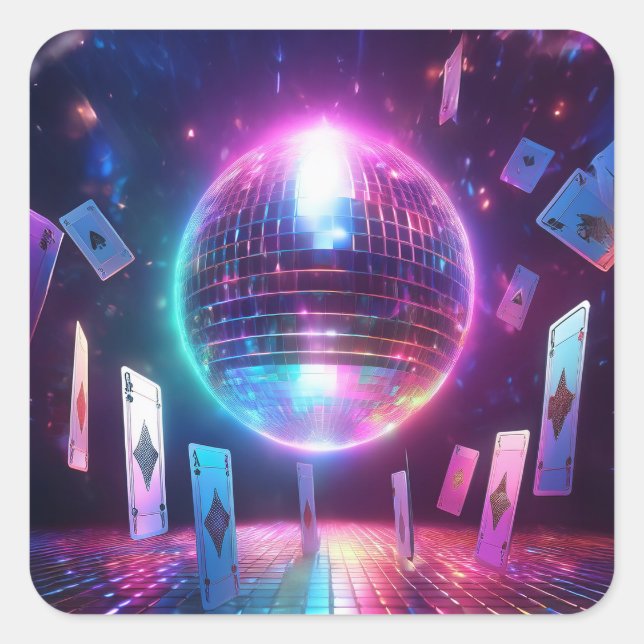 Adesivo Quadrado Pronto Para Uma Noite De Dança E Jogo (Frente)