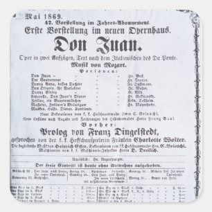 Adesivo Quadrado Propaganda de poster um desempenho 'de Don Juan