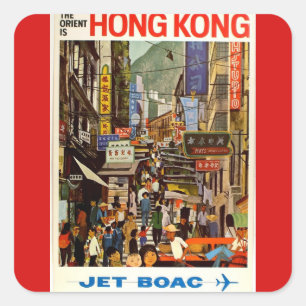 Adesivo Quadrado Propaganda do viagem da linha aérea de Hong Kong