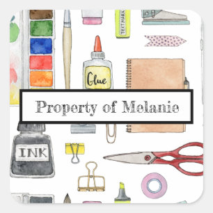 Adesivo Quadrado Propriedade personalizada do artesanato de tinta d