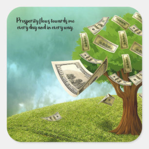 Adesivo Quadrado Prosperidade Mantra Money Tree Sticker