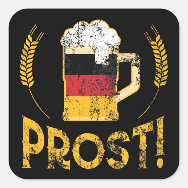 Adesivo Quadrado Prost German Flag Beer Lover Oktoberfest (Frente)