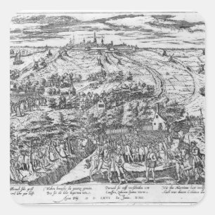 Adesivo Quadrado Protestantes que encontram-se no aberto em torno