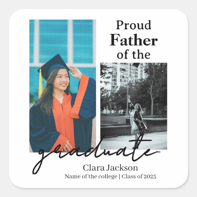 Adesivo Quadrado Proud father of a graduate (Frente)