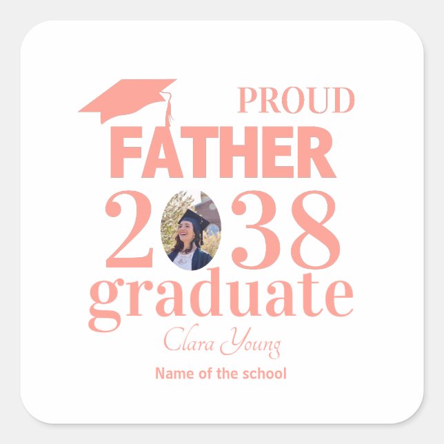 Adesivo Quadrado Proud Father personalized graduation (Frente)