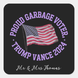 Adesivo Quadrado Proud Garbage Voter Trump Vance 2024 Sai