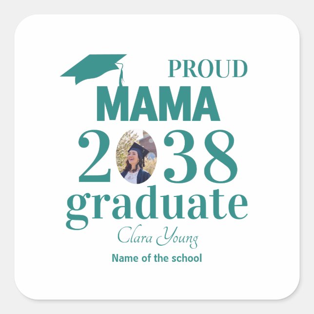 Adesivo Quadrado Proud mama personalized graduation (Frente)