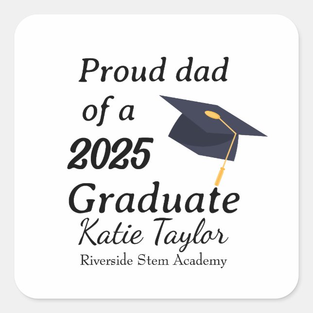 Adesivo Quadrado Proud mom of graduate  (Frente)