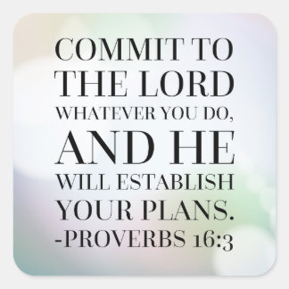 Adesivo Quadrado Provérbios 16:3 Cotação de Bíblia
