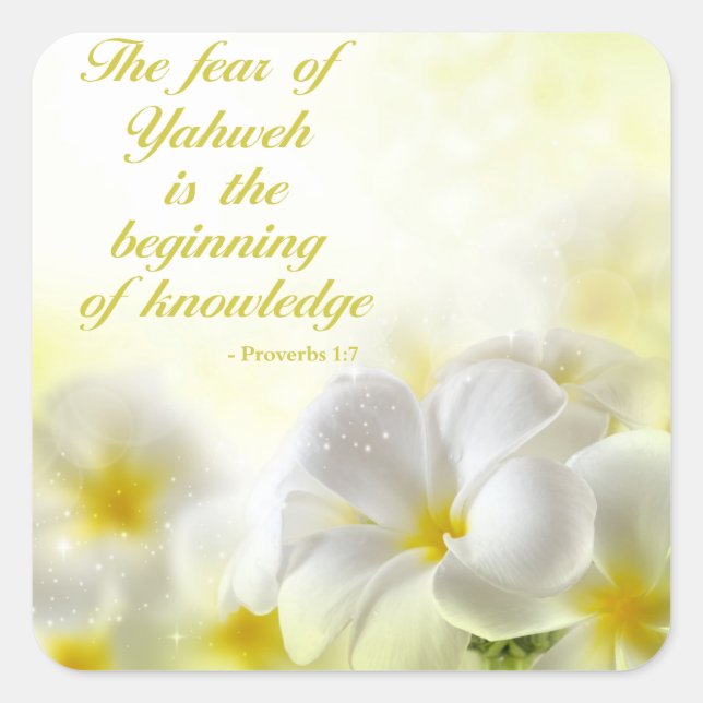 Adesivo Quadrado Provérbios 1:7 | Bíblia Versa Cotação (Frente)