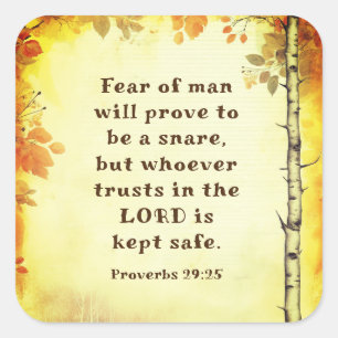Adesivo Quadrado Provérbios 29:25 Medo da Bíblia do Homem Verso
