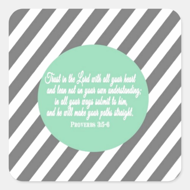 Adesivo Quadrado Provérbios 3:5 Estilo moderno Bíblia religiosa Ver (Frente)