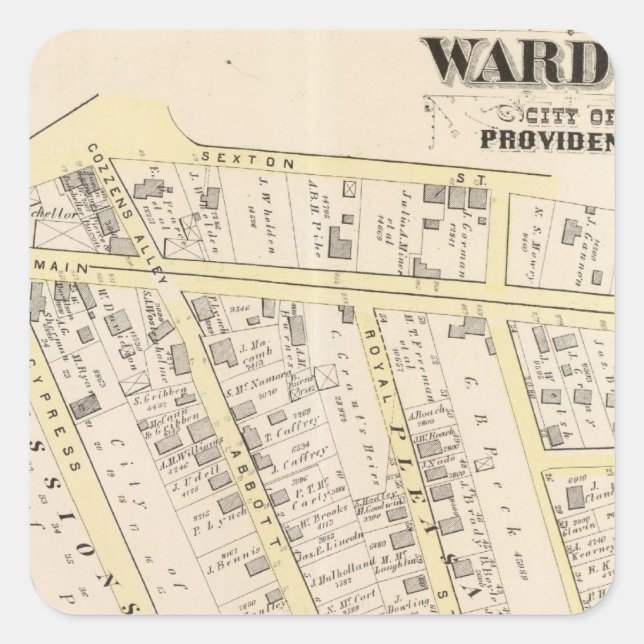 Adesivo Quadrado Providence Rhode Island Map 2 (Frente)