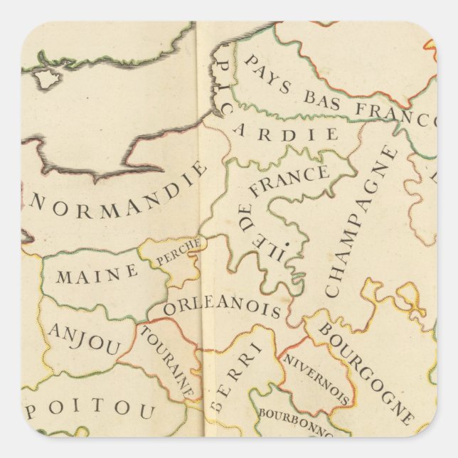 Adesivo Quadrado Províncias, França (Frente)