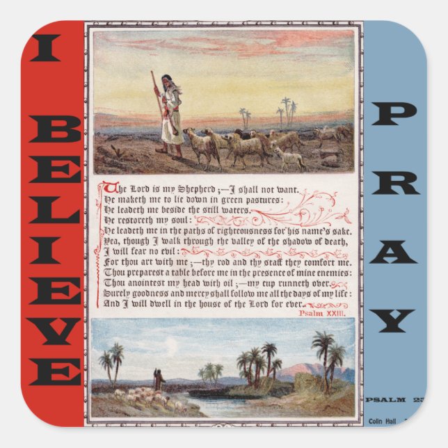 Adesivo Quadrado Psalm 23 Prayer Sticker (Frente)
