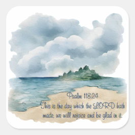 Adesivo Quadrado Psalm The Day Cloudy Beach Scene