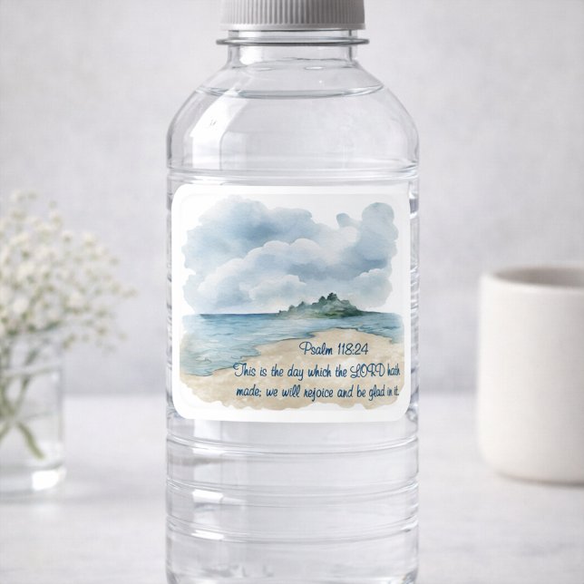 Adesivo Quadrado Psalm The Day Cloudy Beach Scene (Criador carregado)