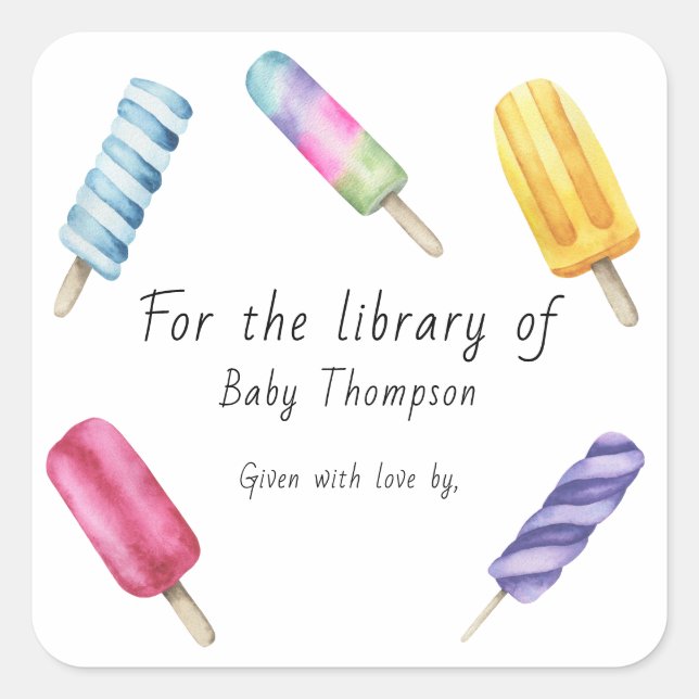 Adesivo Quadrado Psicha Aquarela Para a biblioteca de (Frente)